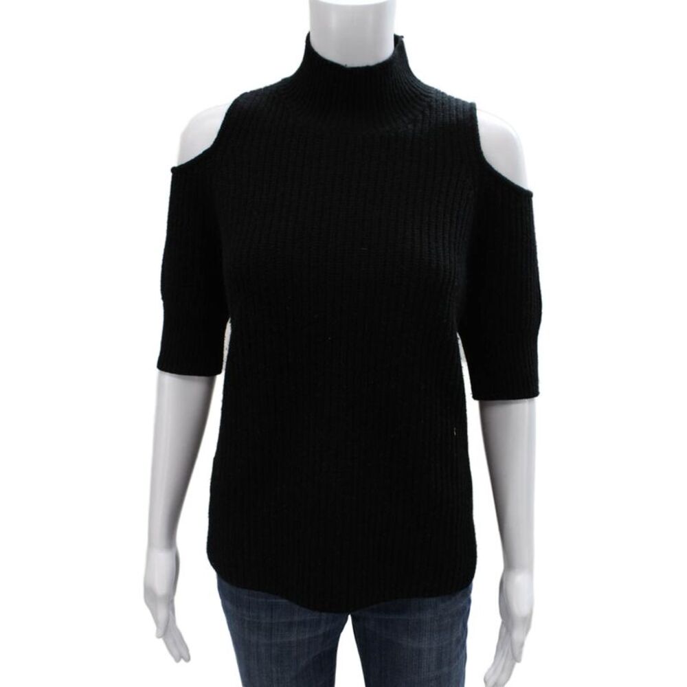 Zoe Jordan Women Pullover Sweater Black Cashmere Mock Neck 3/4 Sleeve Size XS